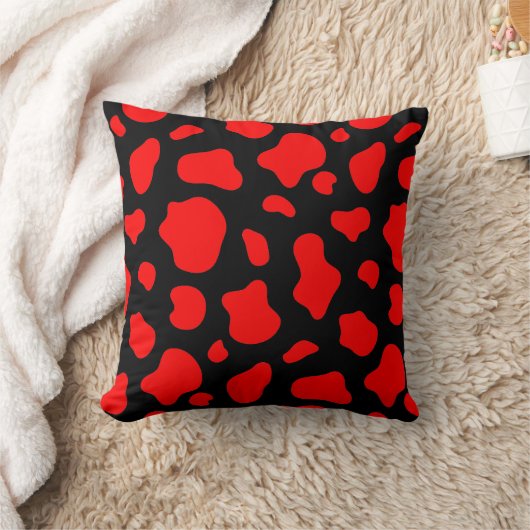 Crimson & Charcoal Spotted Decorative Pillow クッション (ブランケット)