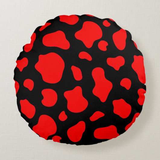 Crimson & Charcoal Spotted Decorative Pillow  ラウンドクッション (正面)
