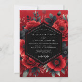 Crimson Dramatic Bloom Wedding 招待状 (正面)