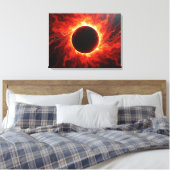 Crimson Eclipse - Fiery Red & Black 24"x18" Canvas キャンバスプリント (インサイチュ (寝室))