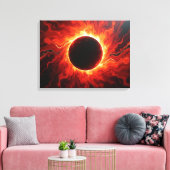 Crimson Eclipse - Fiery Red & Black 24"x18" Canvas キャンバスプリント (インサイチュ (リビング))