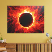 Crimson Eclipse - Fiery Red & Black 40"x32" キャンバスプリント (インサイチュ (リビング))