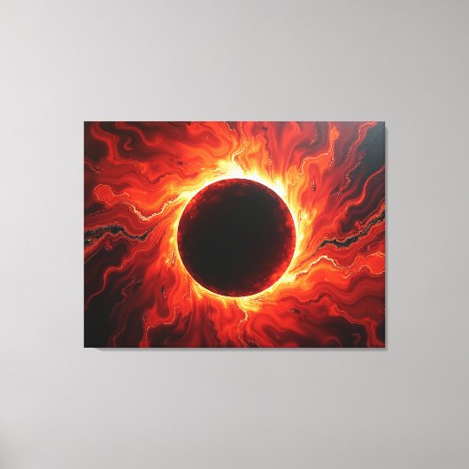 Crimson Eclipse - Fiery Red & Black 40"x32" キャンバスプリント (正面)
