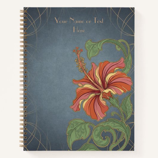 Crimson Elegance: Chinese Hibiscus Art Nouveau ノートブック (正面)