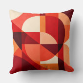 Crimson Ember Geometric Abstract クッション (裏面)