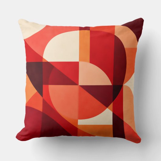Crimson Ember Geometric Abstract クッション (正面)