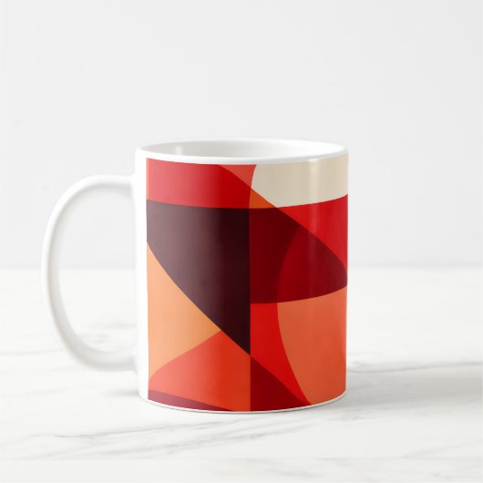 Crimson Ember Geometric Abstract コーヒーマグカップ (左)
