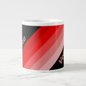 Crimson Fade Stripes with Name ジャンボコーヒーマグカップ (正面)