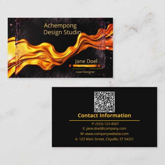 Crimson Flame Gold – Opule Artistic Brand Identity 名刺 (正面/裏面)