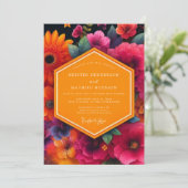 Crimson Floral Bloom Wedding 招待状 (スタンド正面)