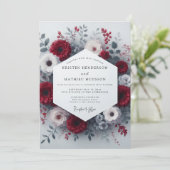 Crimson Floral Romance Wedding 招待状 (スタンド正面)