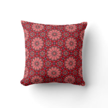 Crimson Floral Tile Pattern in Rich Red Geometric 