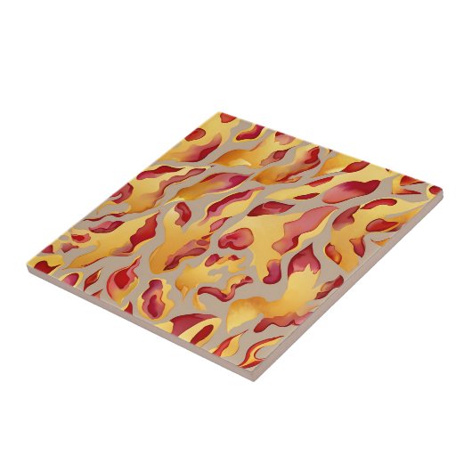 Crimson Gold Abstract Liquid Marble タイル (側面)