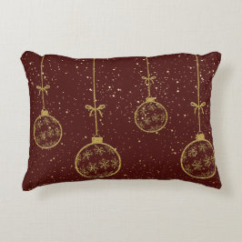 Crimson & Gold Ornament Christmas Accent Pillow アクセントクッション