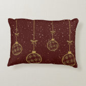 Crimson & Gold Ornament Christmas Accent Pillow アクセントクッション (裏面)