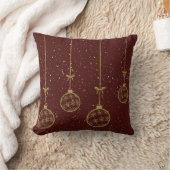 Crimson & Gold Ornament Christmas Throw Pillow クッション (ブランケット)