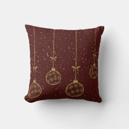 Crimson & Gold Ornament Christmas Throw Pillow クッション