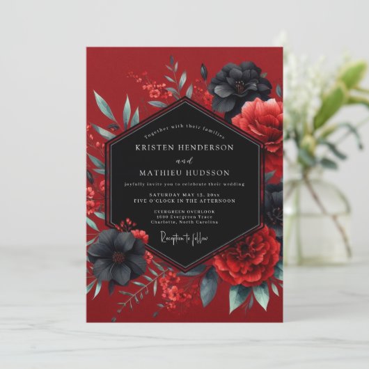 Crimson Gothic Flora Wedding 招待状 (スタンド正面)