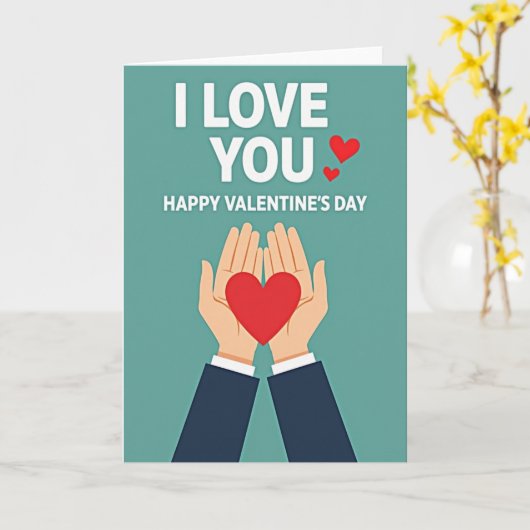 Crimson Heart Hands Love Card カード (黄色い花)