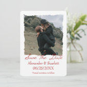 Crimson Jagged Frame Photo Save The Date 案内状 (スタンド正面)