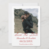 Crimson Jagged Frame Photo Save The Date 案内状 (正面)