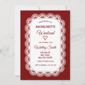 Crimson Lace Bachelorette Party Invitation 招待状 (正面)