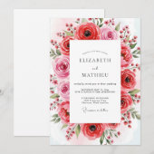 Crimson Lush Spring Wedding 招待状 (正面/裏面)