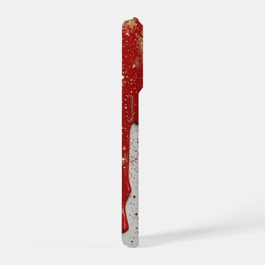 Crimson Luxe Gold Sparkle Drip ✨ Elegant Bold  iPhoneケース (右側面)
