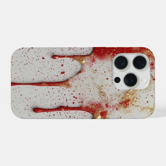Crimson Luxe Gold Sparkle Drip ✨ Elegant Bold  iPhoneケース (裏面横)
