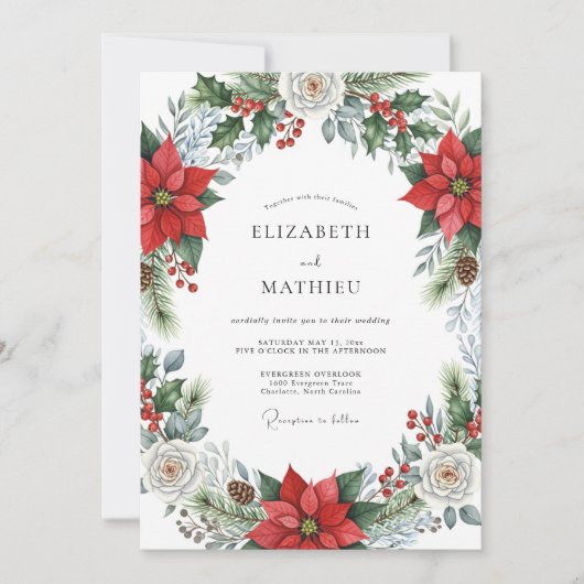 Crimson Majestic Winter Wedding 招待状 (正面)