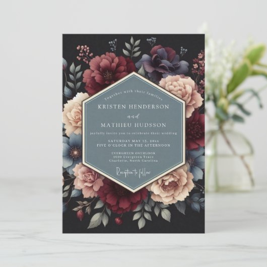 Crimson Midnight Flora Wedding 招待状 (スタンド正面)