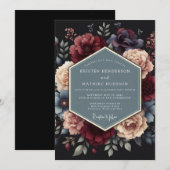 Crimson Midnight Flora Wedding 招待状 (正面/裏面)