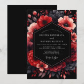 Crimson Nocturnal Bloom Wedding 招待状 (正面/裏面)