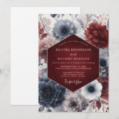 Crimson Nocturne Bloom Wedding 招待状 (正面/裏面)