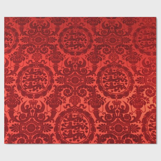 Crimson Noel Damask Wrapping Paper ラッピングペーパー (フラット)