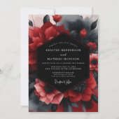 Crimson Noir Bloom Wedding 招待状 (正面)