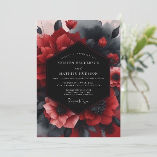 Crimson Noir Bloom Wedding 招待状 (スタンド正面)
