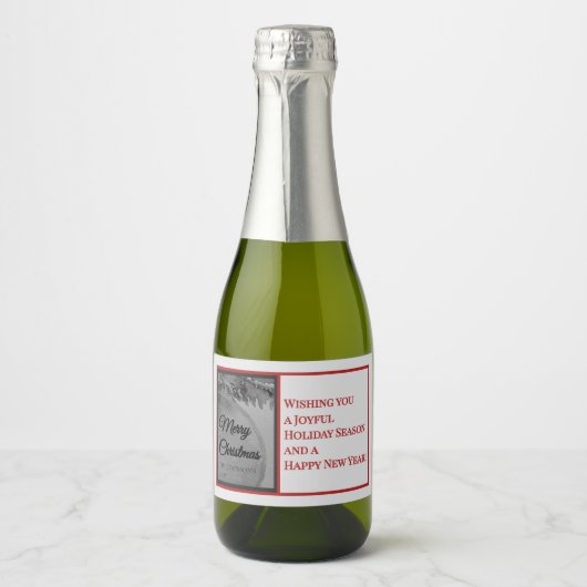 Crimson Ornament Christmas – Elegant Holiday スパークリングワインラベル (正面)