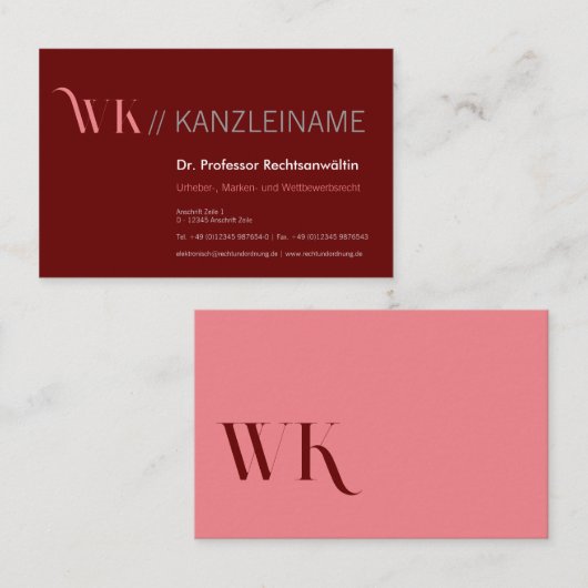 Crimson Pink and Cool 名刺 (正面/裏面)