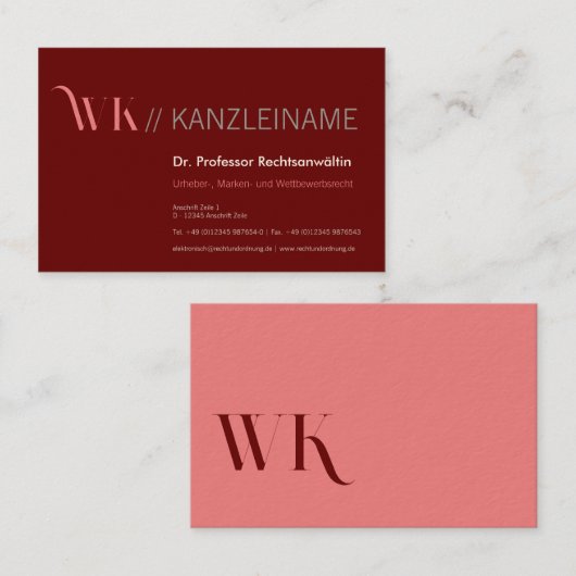 Crimson Pink and Cool 名刺 (正面/裏面)