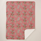 Crimson Protea Bouquet Watercolor シェルパブランケット (正面)