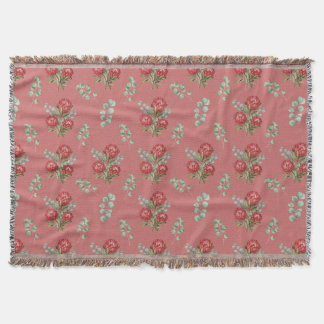Crimson Protea Bouquet Watercolor スローブランケット