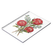 Crimson Protea Bouquet Watercolor ノートブック (左側)