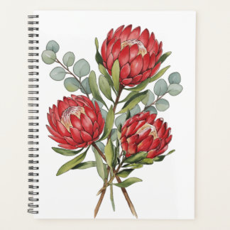 Crimson Protea Bouquet Watercolor プランナー手帳