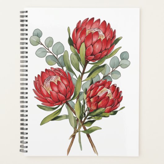 Crimson Protea Bouquet Watercolor プランナー手帳 (正面)