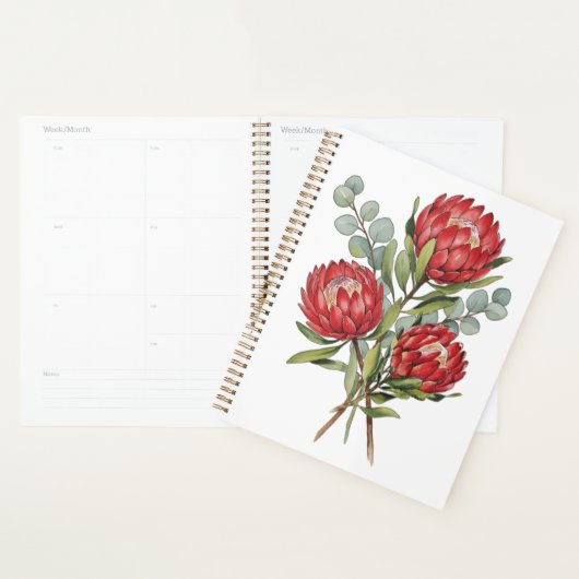 Crimson Protea Bouquet Watercolor プランナー手帳 (ディスプレー)