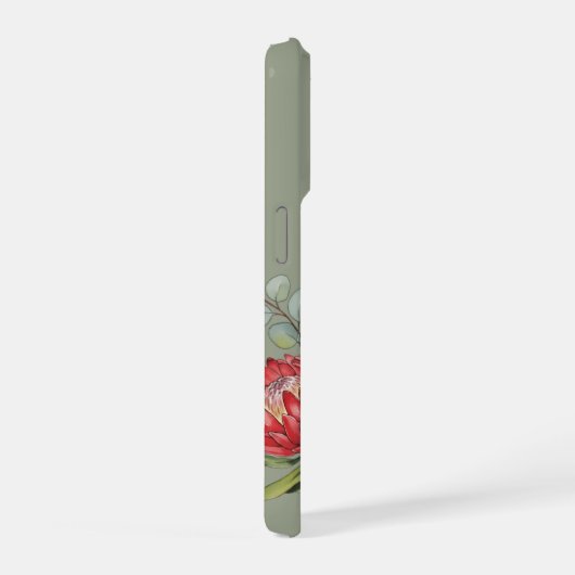 Crimson Protea Bouquet Watercolor iPhoneケース (右側面)