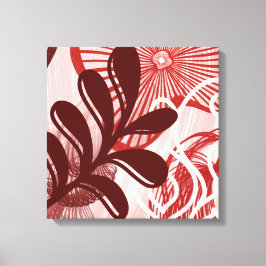 Crimson Radiance – Abstract Botanical Sunburst Art キャンバスプリント