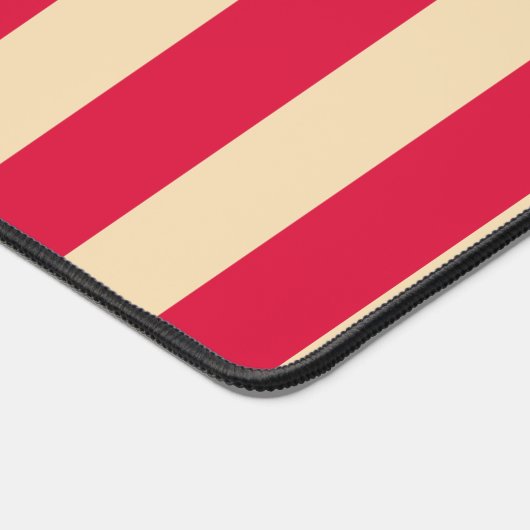 Crimson Red & Beige Striped Desk Mat – Customize デスクマット (コーナー)