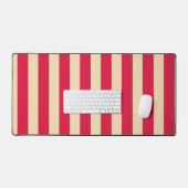 Crimson Red & Beige Striped Desk Mat – Customize デスクマット (キーボード&マウス)